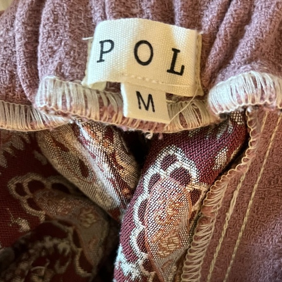 🆕 POL Women's Wide-Leg Paisley Pants  Size M Casual Lace Accents Oversized - Picture 4 of 10